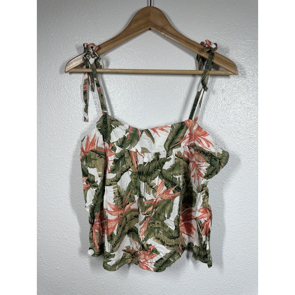 OFT Sleep Tank Top Womens Large‎ Floral Tropical Tie Strap Summer Pajama Lounge